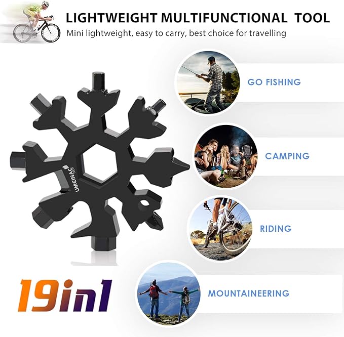 19 in 1 Snowflake Multitool Keychain Multi-Tool, 3 Pack Keychain Multi Tool Snowflake Wrench Screwdriver Bottle Opener Key Chain Tools Gadgets For Men
