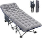 ABORON Oversized XXL Folding Camping Cot W/Mat for Adults, 78" L x 32" W x 18" H Heavy Duty Outdoor Bed with Carry Bag,1200 D Layer Oxford Travel Camp Cots