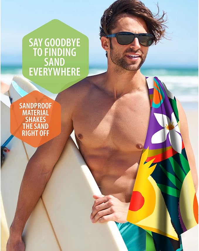 VENTURE 4TH Microfiber Beach Towel: Quick-Dry, Compact, Sand-Free, Absorbent, Sandproof and Lightweight - Perfect for Camping, Beach, and Roadtrips (Rainforest Cockatoo Design | 35x78 inches)