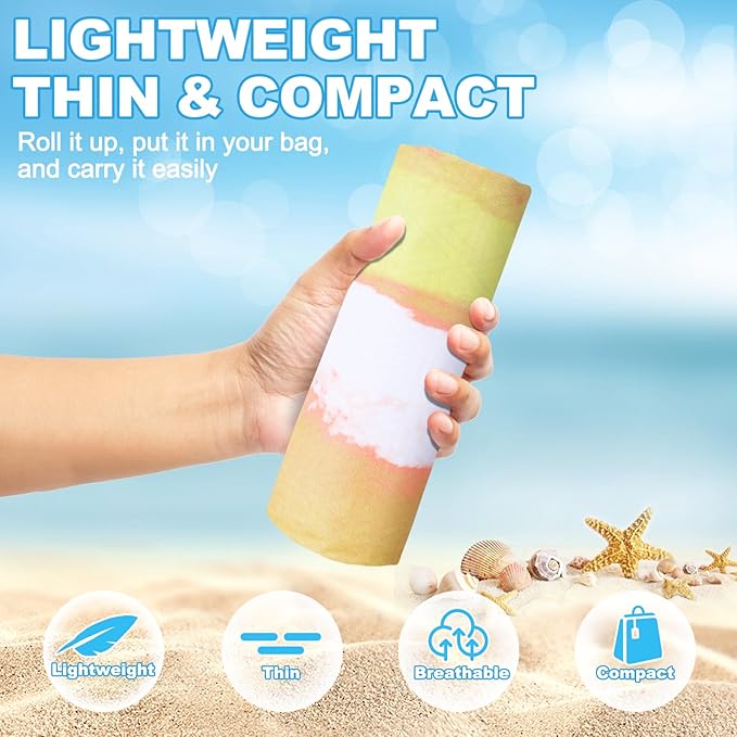 2 Pack Microfiber Oversized Beach Towel Lightweight Thin Sandproof Compact Quick Dry Clearance Towels Extra Large Sand Free Pool Travel Beach Essentials Accessories Women Men Adult Gift Yellow Stripe