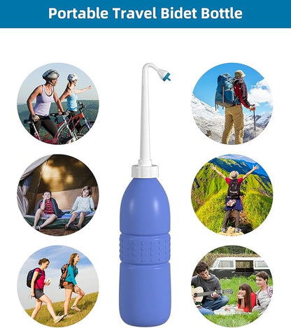 2 Pack Travel Bidet Bottle, Portable Bidet Sprayer Hand held Bidet 620ml for Personal Hygiene Care, On-The-Go Travel Bag Extra Long Pointed Nozzle Spray for Women, Baby and Elderly-Purple Bottle