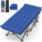 Suteck Camping Cot, 32In XXL Folding Camping Cot Heavy Duty Sleeping Bed for Adults 1200D Double Layer Oxford Cots for Camping W/Pilllow Mat Carry Bag for Home Office Travel 500lbs