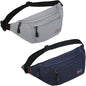 2 Packs Fanny Packs for Men and Women, Water Resistant Sports Waist Pack Bag Hip Bum Bag for Travel Hiking Running (Gray + Blue)