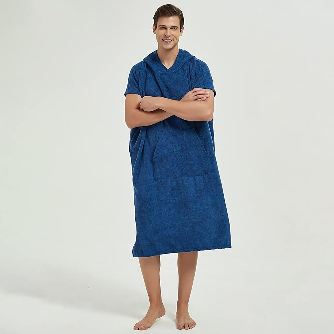 III HHONS Beach Towel Hoodie Poncho Robe Towels Navy Hooded Swim Cover Surf Accessories Surf Clothes for Men/Women