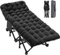 ABORON Oversized XXL Folding Camping Cot W/Mat for Adults, 78" L x 32" W x 18" H, Heavy Duty Outdoor Bed with Carry Bag,1200 D Layer Oxford Travel Camp Cots