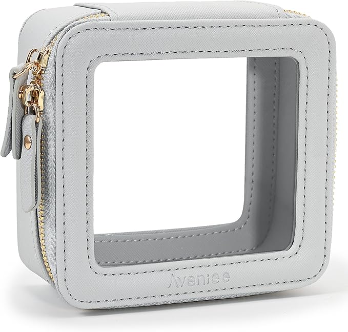 Aveniee Clear Makeup Bag Small, Mini Travel Toiletry Bag Cosmetic Bags Organizer, TSA Approved Clear Makeup Case Pouch with Zipper, Car Essentials for Women Men(Blue)