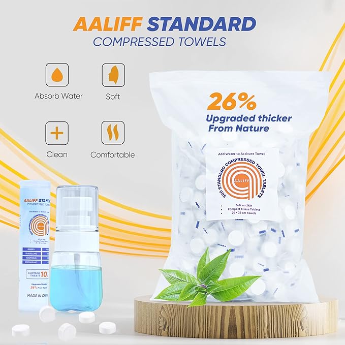 500-Compressed Towels Toilet Paper Tablets for Traveling, Home, Outdoor, Camping, Sports, Hiking, Disposable, Beauty, Baby, Hand Wipes
