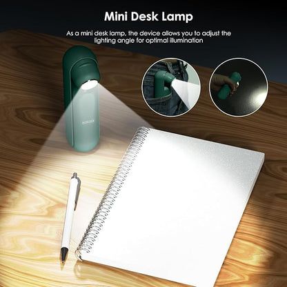 4 IN 1 Portable Handheld Fan,Personal Foldable Cooling Fan, Mini Pocket Fan,Desk Fan,Hand Fan,Flashlight,Power Bank,Table Lamp,Camping Travel Beach Fan, Birthday Gifts for Women Men(Dark Green)