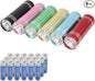 6 Pack Mini Flashlight Set, Aluminum LED Handheld Torches with Lanyard, Assorted Colors, Batteries Included for Party Favors, Night Reading, Camping, Power Outage (Style 2, 6)