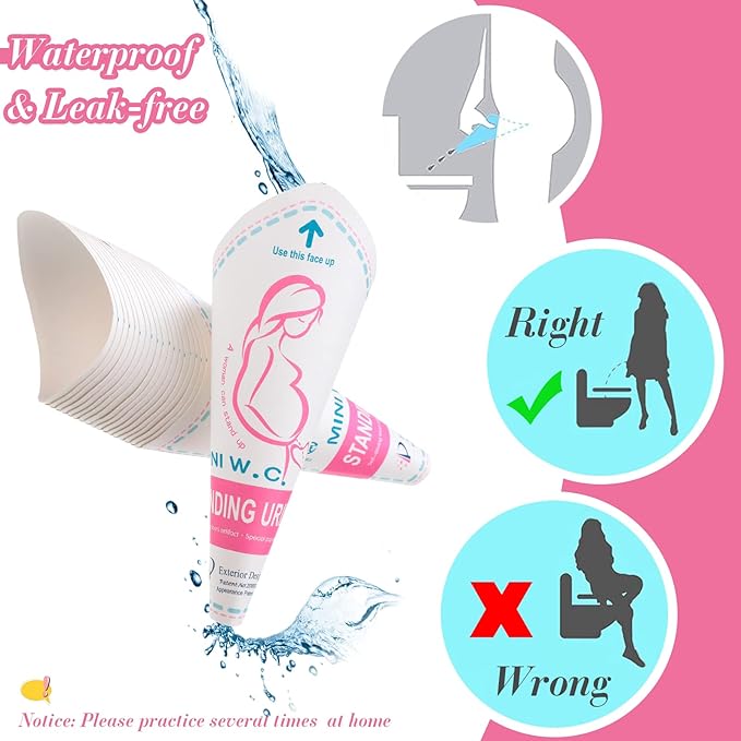 120 Pcs Disposable Female Urination Device Portable Girl Urinal Funnel Waterproof Standing Pee for Women Travel Cup Urine Pocket Toilet Camping Hiking Pregnant