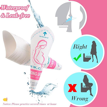 120 Pcs Disposable Female Urination Device Portable Girl Urinal Funnel Waterproof Standing Pee for Women Travel Cup Urine Pocket Toilet Camping Hiking Pregnant
