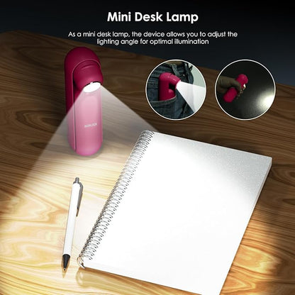 4 IN 1 Portable Handheld Fan,Personal Foldable Cooling Fan, Mini Pocket Fan,Desk Fan,Hand Fan,Flashlight,Power Bank,Table Lamp,Camping Travel Beach Fan, Birthday Gifts for Women Men(Red)