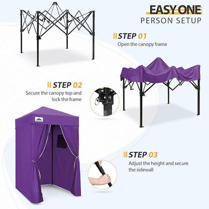 EAGLE PEAK Flex Ultra Compact 4x4 Pop-up Canopy, Sun Shelter, Changing Room, Portable Privacy Canopy Cabana for Pool, Fashion Photoshoots, or Camping, 4x4 ft, Purple
