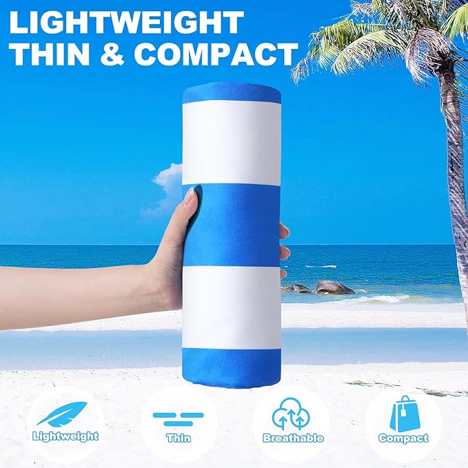 2 Packs Microfiber Oversized Lightweight Thin Beach Towel Sandproof Compact Quick Dry Clearance Towels Extra Large Sand Free Pool Travel Beach Essentials Accessories Women Adult Gift Blue Powder