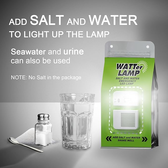 4 Pack Emergency Lamp Watter Salt Light, No Battery Required Portable Lantern, Camping Essentials Survival Gear Outdoor Lamp for Power Outages Outdoor Activities Night Fishing Camping Hiking