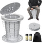 BLIKA Upgraded Retractable Portable Toilet with Cushion, 300LBS Adjustable Height Folding Toilet with Paper Holder, Travel Toilet Portable Camping Toilet, Soft Portable Toilet for Camping/Car, Gray
