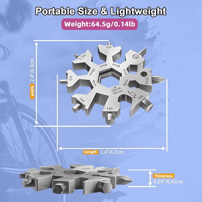 18 in 1 Snowflake Multi Tool, Phillips Flat Screwdriver Kit/Wrench/Bottle Opener, EDC Camping Gear, Gifts for Men (Colorful + Silver)