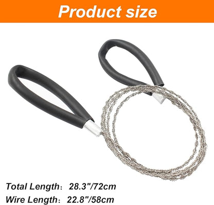 3 Pcs Hand Pocket Chainsaw Stainless Steel Emergency Saw Kit Mini Survival Wire Saw with Wire Handle for Cutting Hunting Hiking Backpacking Gear(Black)