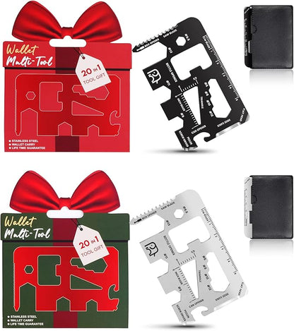 20-in-1 Credit Card Multitools - Stocking Stuffers for Adults, Christmas Gifts - Tools and Gadgets for Men, Women, Him, Dad, Husband, Boys, Teens