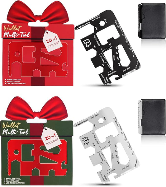20-in-1 Credit Card Multitools - Stocking Stuffers for Adults, Christmas Gifts - Tools and Gadgets for Men, Women, Him, Dad, Husband, Boys, Teens