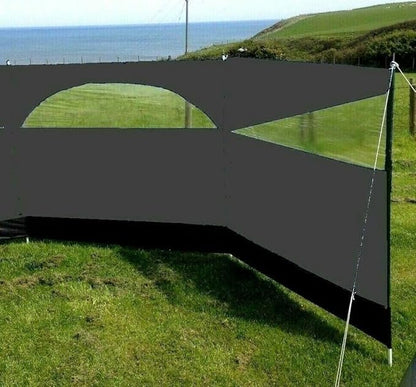 Windbreaker Wind Privacy Screen Camping Blocker 5 Panel Garden Beach Wind Shield 5ft High x 27.4ft Long (Stone Grey)