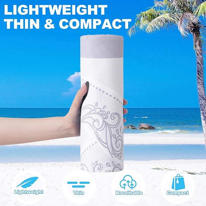 2 Packs Microfiber Oversized Lightweight Thin Beach Towel Compact Sandproof Quick Dry Clearance Towels Extra Large Sand Free Pool Travel Essentials Accessories Women Men Adults Gifts Elephant Flamingo