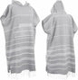 1pcs Large Turkish Cotton Poncho Towel Surf Poncho Changing Towel Robe with Hood and Front Pocket Absorbent Wearable Towel Hooded Beach Towel for Adult Man Women Surf Beach Pool (Light grey, Large)