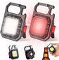 2 Pack Led Keychain Flashlight,1000lumens Rechargeable Cob Waterproof Portable Led Work Light，5 Light Modes Pocket Light with Battery Display As Bottle Opener and Magnet Base for Walking and Camping