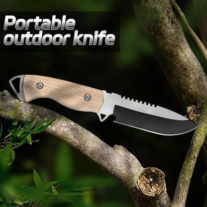1PC outdoor multifunctional cutting knife, EDC convenient straight knife, fixed blade, multi-purpose camping and hiking survival knife