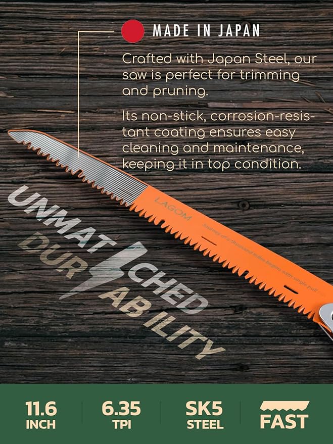 2 Pack Folding Saw | Folding Hand Saw for Cutting Branches, 11.4", a Camping Saw Made with SK5 Steel, Survival Saw with a Secured Design, Folding Camp Saw