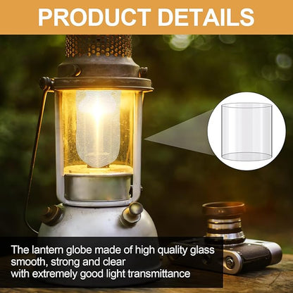 1Pcs Lantern Glass Replacement with 10Pcs Propane Lantern Mantles Compatible with Coleman Fueled Lanterns, Clear Lantern Globe, Reusable Lantern Parts for Camping Hiking Outdoors Lighting