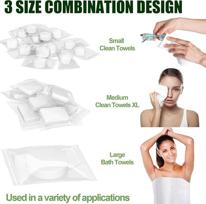Travel Size Toiletries, Includes Thicken Mini Compressed Towel, Large Disposable Towels, Bath Towel Set for Camping,Hiking,Travel,Hotel,Business,Vacations(31 Count)