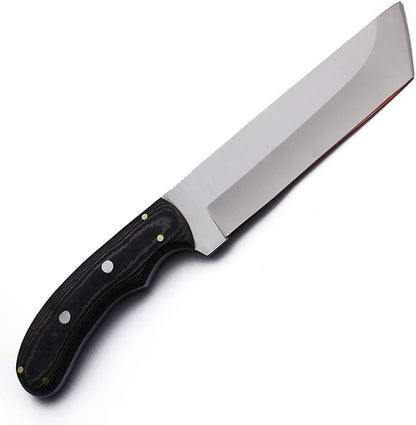 GCS Handmade Micarta Handle D2 Tool Steel Tactical Hunting Knife with leather sheath Full tang blade designed for Hunting & EDC GCS 117