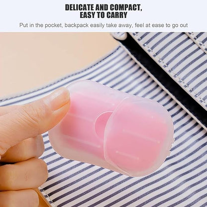 6 Box Red Portable Soap Sheets, Mini Portable Travel Soap Paper Sheets Disposable Water Soluble Hand Washing Bath Scented Paper Soap for Outdoor, Camping Hiking, Personal Care
