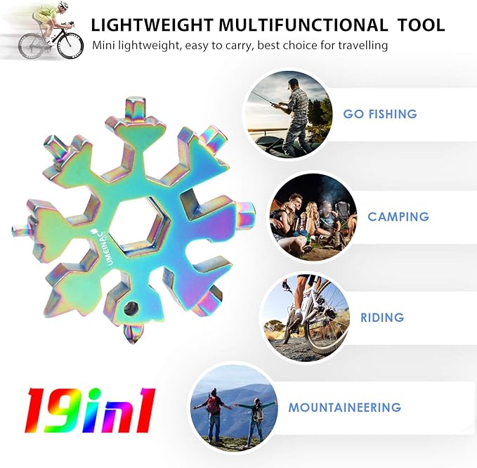 19 in 1 Snowflake Multitool Keychain Multi Tool, Snowflake Multi-Tool Key Chain Multitool Snowflake Wrench Screwdriver Tools Gadgets Gifts For Men