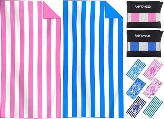 2 Packs Microfiber Oversized Lightweight Thin Beach Towel Sandproof Compact Quick Dry Clearance Towels Extra Large Sand Free Pool Travel Beach Essentials Accessories Women Adult Gift Blue Powder