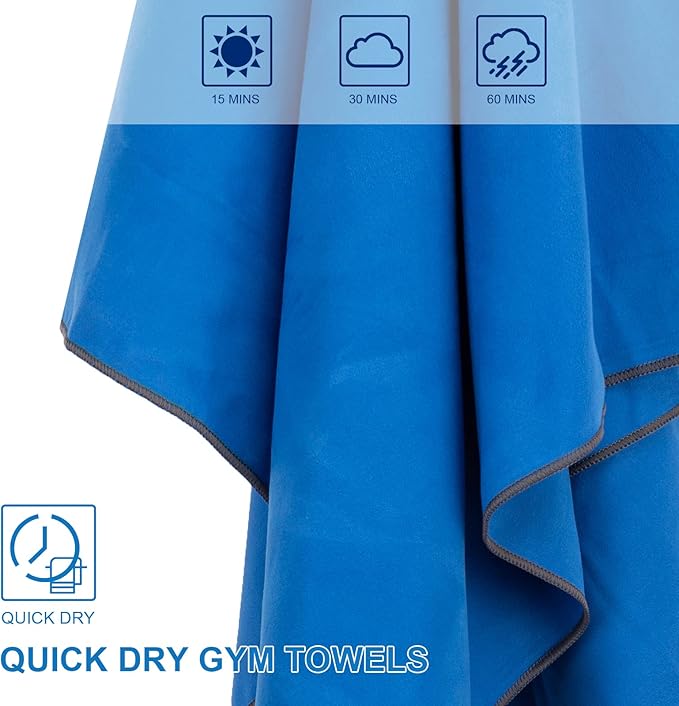 2Pack Camping Towel Microfiber Towel (72 * 40 and 12 * 24 Inch) Sports &Travel Towel Super Absorbent Quick Dry Towel Gym Towel Suitable for Gym,Swimming,Hiking,Travel