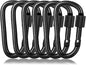 6 Pack Small Locking Carabiner Clips - 3 Inch Aluminum Alloy D-Ring Key Hooks with Twist Lock, Secure for Keys, Pet Leash, Travel Accessories (Not for Climbing)