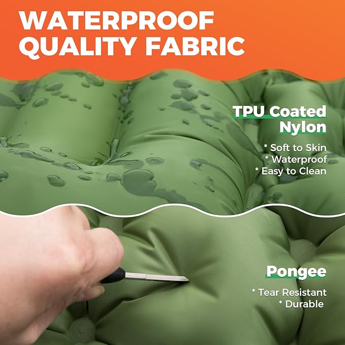 KingCamp Self Inflating Camping Mattress with Built-in Foot Pump, Connectable Durable Inflatable Sleeping Mat with Pillow, Compact Camping Air Mattress for Hiking