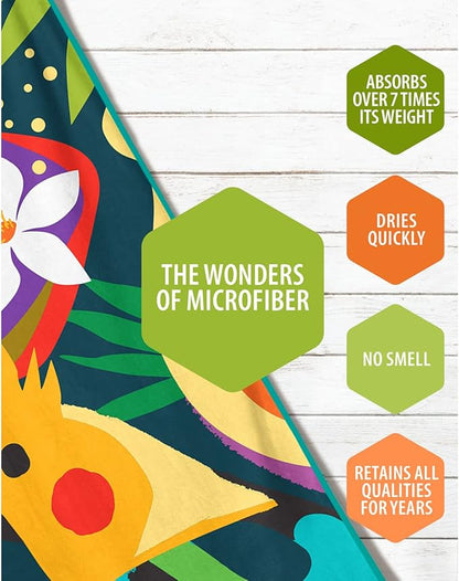 VENTURE 4TH Microfiber Beach Towel: Quick-Dry, Compact, Sand-Free, Absorbent, Sandproof and Lightweight - Perfect for Camping, Beach, and Roadtrips (Rainforest Cockatoo Design | 35x78 inches)