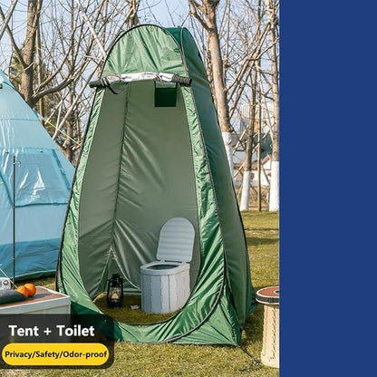 Portable Foldable Camping Toilet for Home, Car, and Camping (Black)