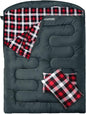Double Sleeping Bag Flannel for Adults with 2 Pillows 2 Person Sleeping Bags Camping XXL Queen Size Two Person Sleeping Bag for Cold Weather