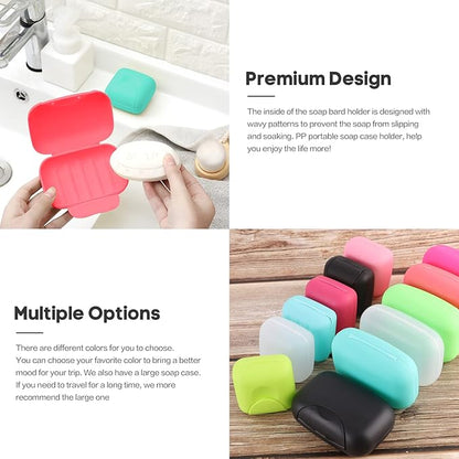 2 Pcs Plastic Soap Case Holder Container Box Home Outdoor Hiking Camping Travel Blue & Pink