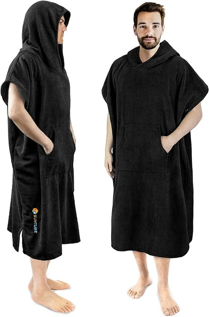 SUN CUBE Surf Poncho Changing Robe with Hood | Quick Dry Microfiber Wetsuit Changing Towel with Pocket for Surfing Men Women