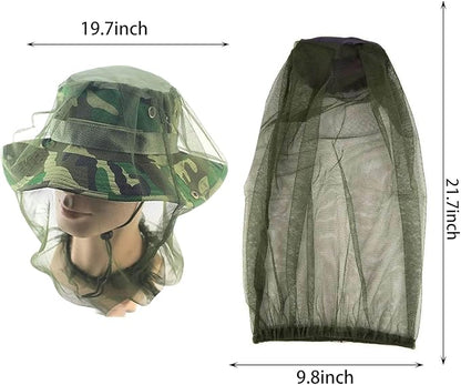2 Pack Head Net Face Mesh, Mosquito Hat Mask Head Cover for Camping Hiking Fishing Protecting from Insect Bug Bee Mosquito Gnats Green