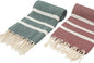2 Pack Travel Cotton Blanket Twin Size Breathable Cozy Airplane Keep Warm Compact Vacation Essentials Car Camping Quick Dry Beach Sand Free Towel (Pine Green and Burgundy Red)