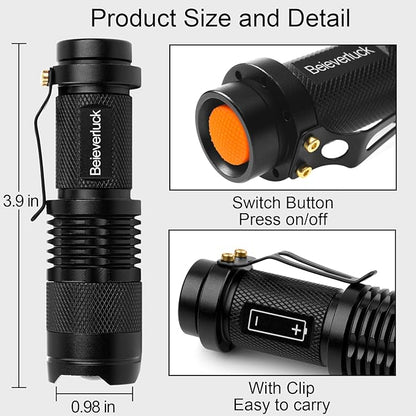 6 Pack Red Light Flashlight 3 Modes Red LED Flashlight Scalable Red Light Torch with Clip for Hunting Astronomy Night Observation and Outdoor Activities