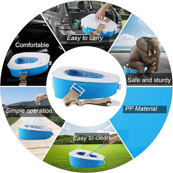 YOMQLJXB Portable Car Toilet-Mobile emergency toilet Urinal, potty for adults/ Children/Pregnant woman/old man,for Outdoor ,Camping,Hiking,Car Travel,Traffic Jam (blue)