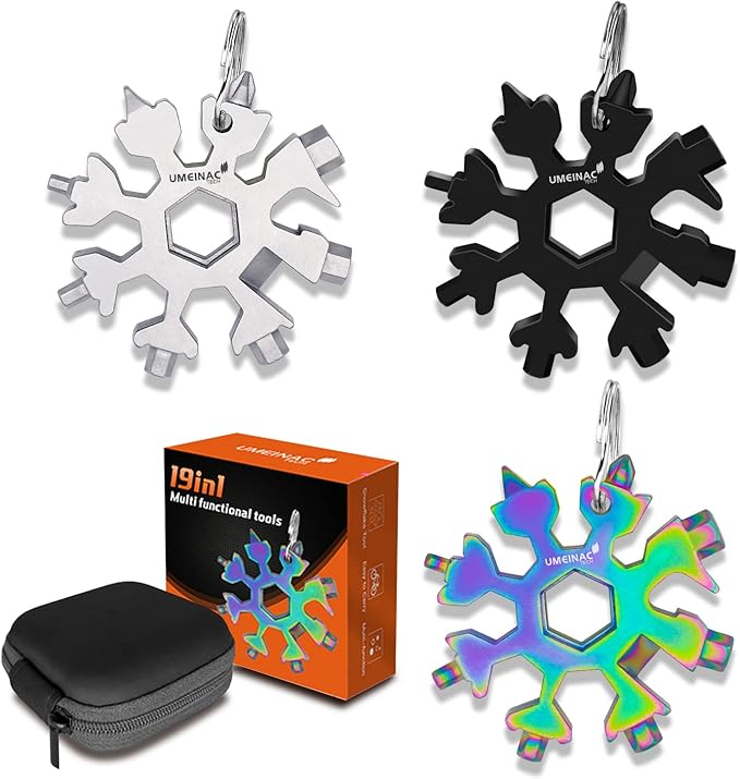 19 in 1 Snowflake Multitool Keychain Multi-Tool, 3 Pack Keychain Multi Tool Snowflake Wrench Screwdriver Bottle Opener Key Chain Tools Gadgets For Men