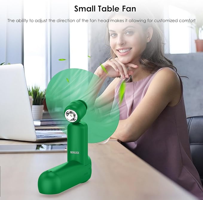 4 IN 1 Portable Handheld Fan,Personal Foldable Cooling Fan, Mini Pocket Fan,Desk Fan,Hand Fan,Flashlight,Power Bank,Table Lamp,Camping Travel Beach Fan, Birthday Gifts for Women Men(Green)